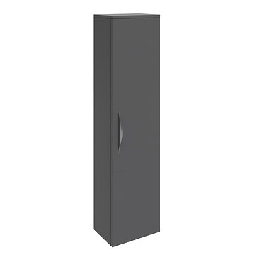 Hudson Reed Memoir 1 Door Wall Mounted Tall Unit - Gloss Grey - FME018 Profile Large Image