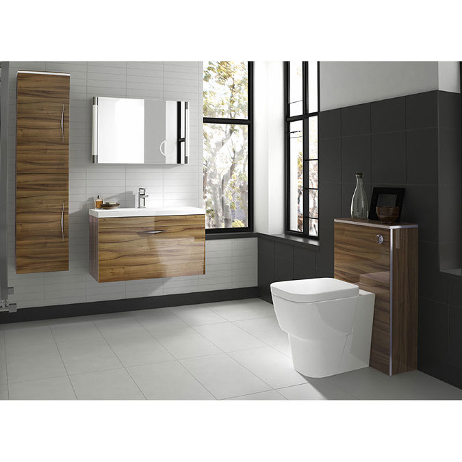 Hudson Reed Memoir 600mm 1 Drawer Wall Mounted Basin & Cabinet - Gloss Walnut - 2 Basin Options Prof