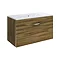 Hudson Reed Memoir 600mm 1 Drawer Wall Mounted Basin & Cabinet - Gloss Walnut - 2 Basin Options Larg