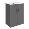 Hudson Reed Memoir 600mm 2 Door Floor Mounted Basin & Cabinet - Gloss Grey - 2 Basin Options Large I