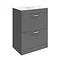 Hudson Reed Memoir 600mm 2 Drawer Floor Mounted Basin & Cabinet - Gloss Grey - 2 Basin Options Large