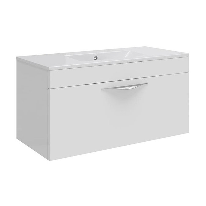 Hudson Reed Memoir 800mm 1 Drawer Wall Mounted Basin & Cabinet - Gloss White - 2 Basin Options Large