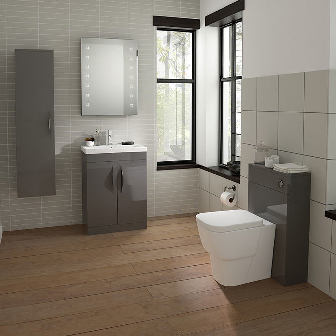 Hudson Reed Memoir BTW Toilet Unit inc Pan and Cistern - Gloss Grey Profile Large Image
