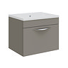 Hudson Reed Memoir Compact 500mm 1 Drawer Wall Mounted Basin & Cabinet - Gloss Cashmere - FME040 Large Image