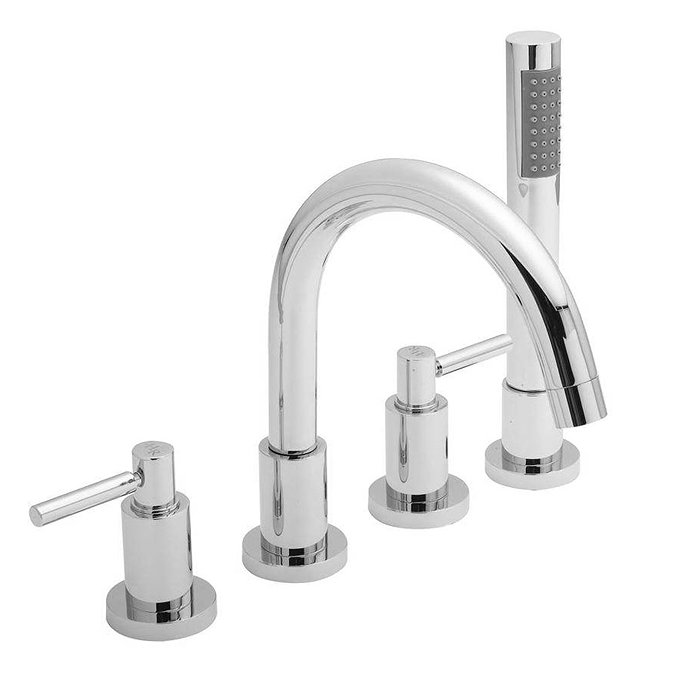 Hudson Reed Minimalist Lever 4TH Bath Mixer with Swivel Spout, Shower Kit & Hose Retainer Large Imag