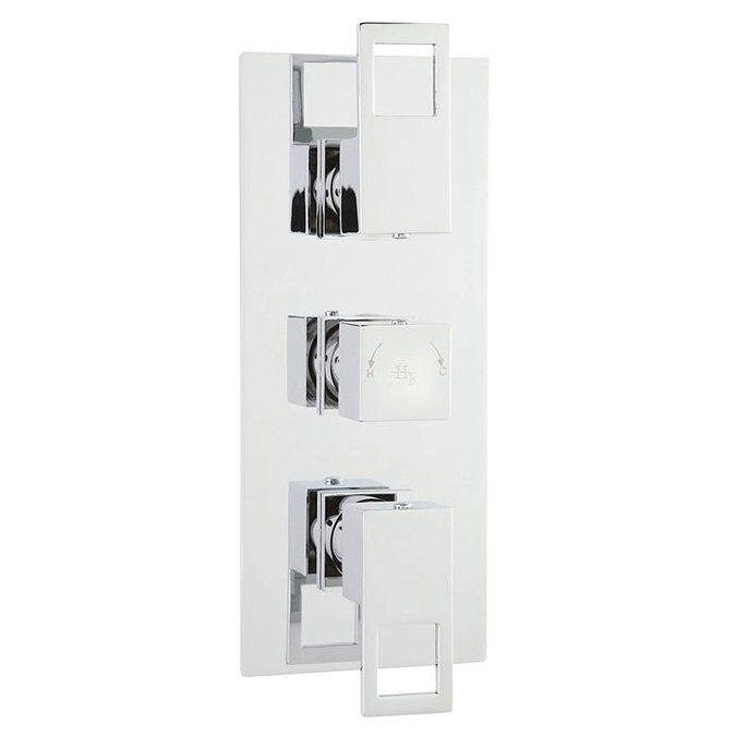 Hudson Reed - Motif Thermostatic Valve with Square Fixed Head and 4 Square Tile Body Jets Profile Large Image