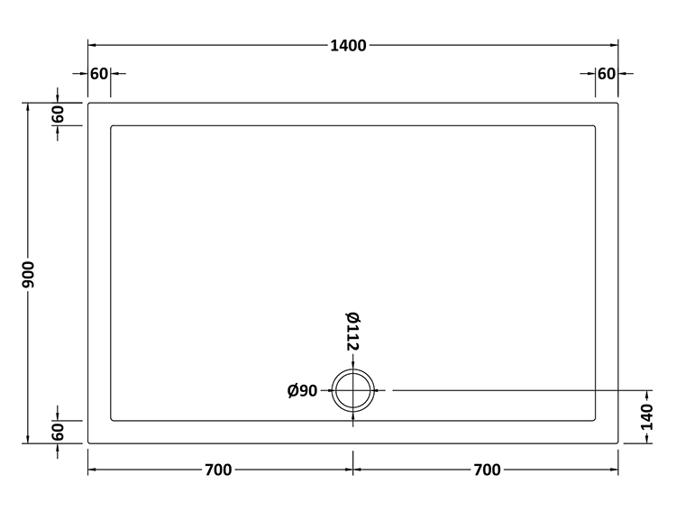 1400 x 900 x 45mm
