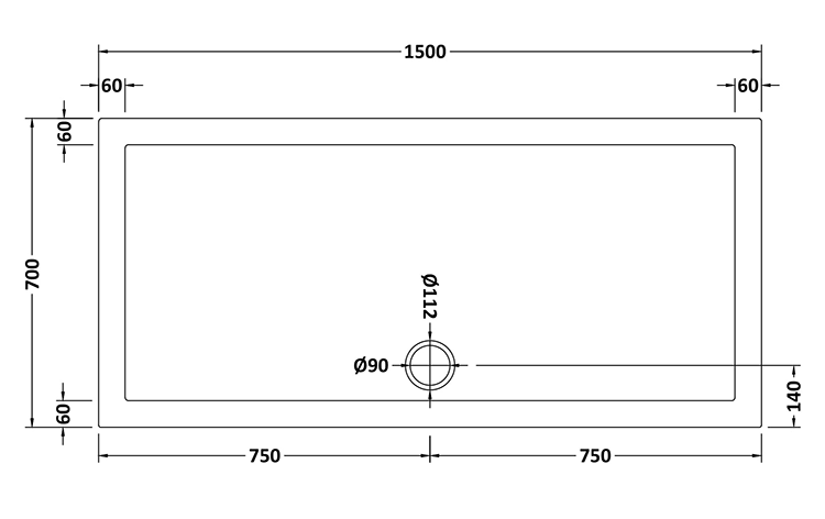 1500 x 700 x 40mm