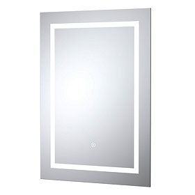 Hudson Reed Prisma 500mm Bluetooth LED Touch Sensor Mirror with Clock & Demister Pad - LQ091 Large I