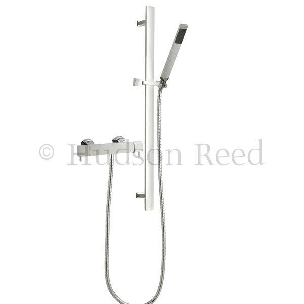 Hudson Reed Quadro Thermostatic Bar Valve with Sheer Slide Rail Kit - Chrome Large Image