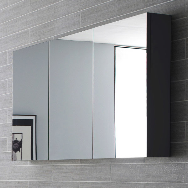 Hudson Reed - Quartet Mirror Cabinet - High Gloss Grey - LQ055 Profile Large Image