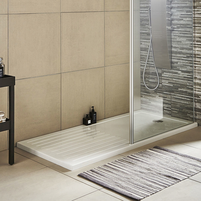 Hudson Reed Rectangular 40mm ABS Capped Acrylic Walk-In Shower Tray with Drying Area  Profile Large Image