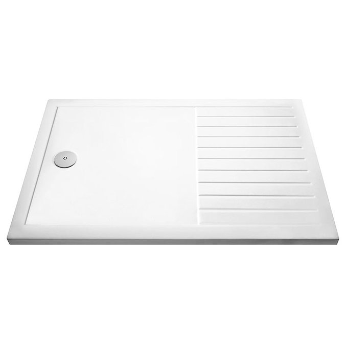 Hudson Reed - Rectangular 40mm ABS Capped Acrylic Walk-In Shower Tray with Drying Area Large Image