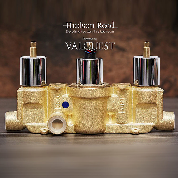 Hudson Reed Reign Triple Concealed Thermostatic Shower Valve with Diverter - Round Plate - REI3417