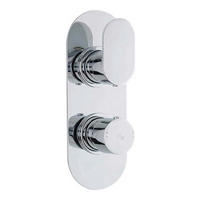 Hudson Reed Reign Twin Concealed Thermostatic Shower Valve - Round Plate - REI3410 Large Image