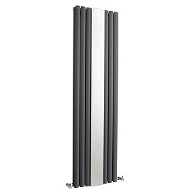 Hudson Reed Revive Double Panel Designer Radiator with Mirror - Anthracite - HLA79 Large Image