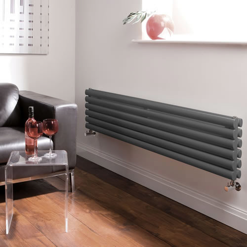 Hudson Reed Revive Horizontal Double Panel Radiator 1500 x 354mm - Anthracite Profile Large Image