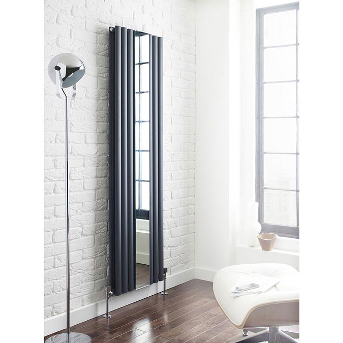 Hudson Reed Revive Single Panel Designer Radiator with Mirror - Anthracite - HLA78 Feature Large Ima