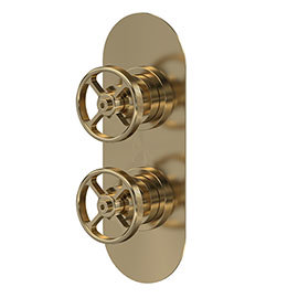 Hudson Reed Revolution Industrial Twin Concealed Thermostatic Shower Valve - Brushed Brass - SIWTW80