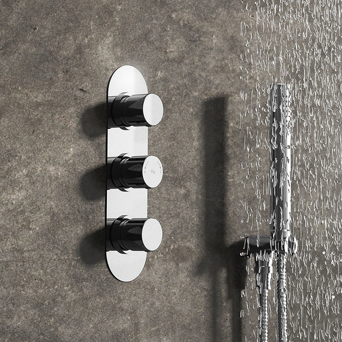 Hudson Reed Round Triple Concealed Thermostatic Shower Valve - RNDTR02  Profile Large Image