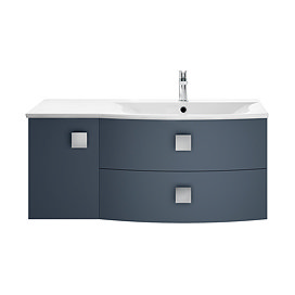 Hudson Reed Sarenna 1000mm Wall Hung Cabinet & Basin (Right Hand - Mineral Blue) Large Image