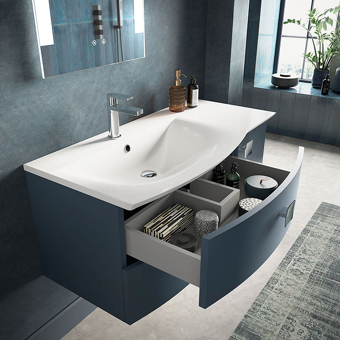 Hudson Reed Sarenna 1000mm Wall Hung Cabinet & Basin - Moon White Profile Large Image