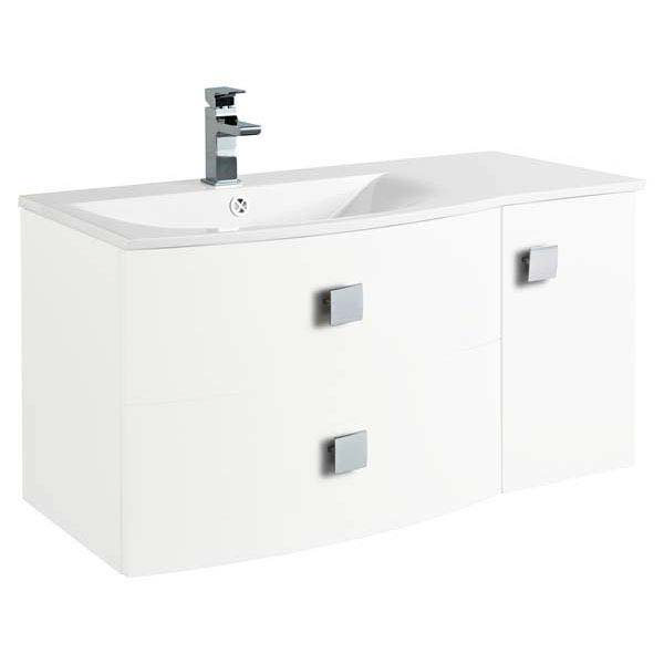 Hudson Reed Sarenna 1000mm Wall Hung Cabinet & Basin - White Large Image