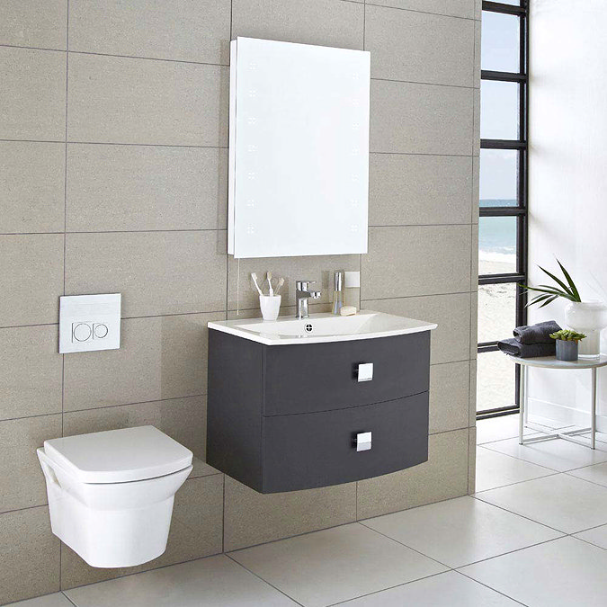 Hudson Reed Sarenna 700mm Wall Hung Cabinet & Basin - Graphite  Feature Large Image