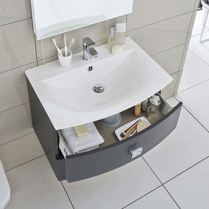 Hudson Reed Sarenna 700mm Wall Hung Cabinet & Basin - White Profile Large Image