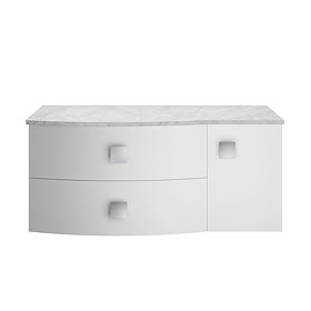 Hudson Reed Sarenna Moon White 1000mm Wall Hung Cabinet & Grey Marble Top Large Image