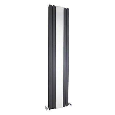 Hudson Reed Sloane Double Panel Radiator with Mirror 1800 x 381mm - Anthracite Profile Large Image