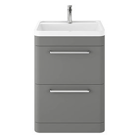 Hudson Reed Solar 600mm Floor Standing Cabinet & Basin - Cool Grey - SOL201 Large Image