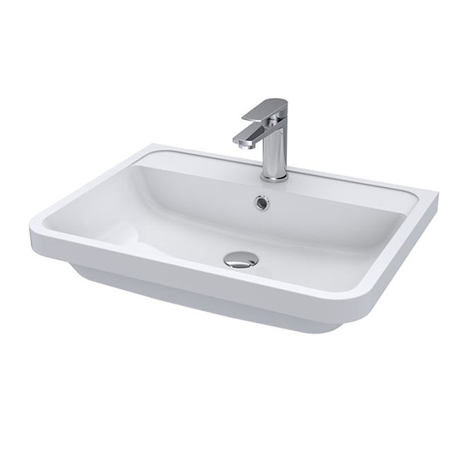 Hudson Reed Solar 600mm Floor Standing Cabinet & Basin - Pure White - SOL101 Profile Large Image