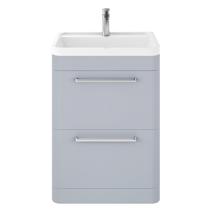 Hudson Reed Solar 600mm Floor Standing Cabinet & Basin - Matt Denim Blue Large Image