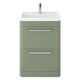 Hudson Reed Solar 600mm Floor Standing Cabinet & Basin - Matt Fern Green - SOL801 Large Image