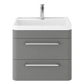 Hudson Reed Solar 600mm Wall Hung Cabinet & Basin - Cool Grey - SOL202 Large Image