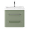 Hudson Reed Solar 600mm Wall Hung Cabinet & Basin - Matt Fern Green Large Image