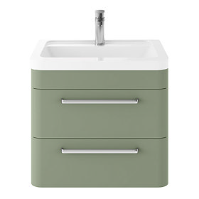 Hudson Reed Solar 600mm Wall Hung Cabinet & Basin - Matt Fern Green Large Image