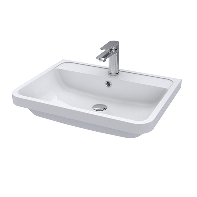 Hudson Reed Solar 600mm Wall Hung Cabinet & Basin - Pure White - SOL102  Profile Large Image