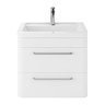 Hudson Reed Solar 600mm Wall Hung Cabinet & Basin - Pure White - SOL102 Large Image