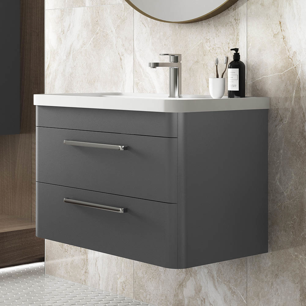 Hudson Reed Solar 800mm Wall Hung Cabinet & Basin - Cool Grey - SOL204