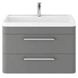 Hudson Reed Solar 800mm Wall Hung Cabinet & Basin - Cool Grey - SOL204 Large Image