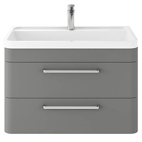 Hudson Reed Solar 800mm Wall Hung Cabinet & Basin - Cool Grey - SOL204 Large Image