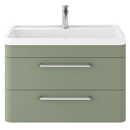 Hudson Reed Solar 800mm Wall Hung Cabinet & Basin - Matt Fern Green - SOL804 Large Image