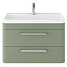 Hudson Reed Solar 800mm Wall Hung Cabinet & Basin - Matt Fern Green - SOL804 Large Image