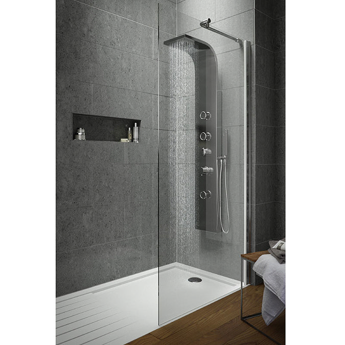 Hudson Reed - Spritz Thermostatic Shower Panel - Brushed Stainless Steel - AS388 Profile Large Image