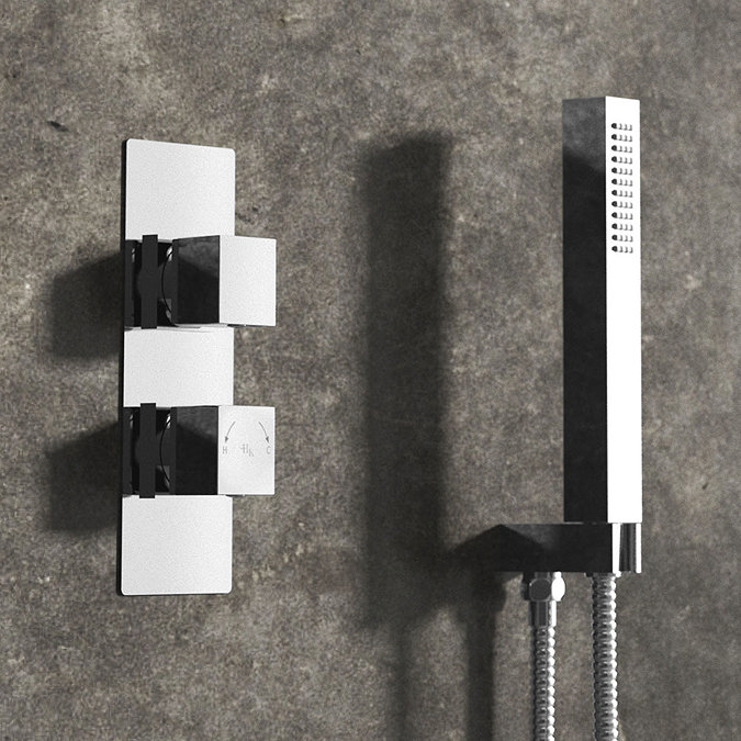 Hudson Reed Square Twin Concealed Thermostatic Shower Valve with Diverter - SQRTW02 Profile Large I