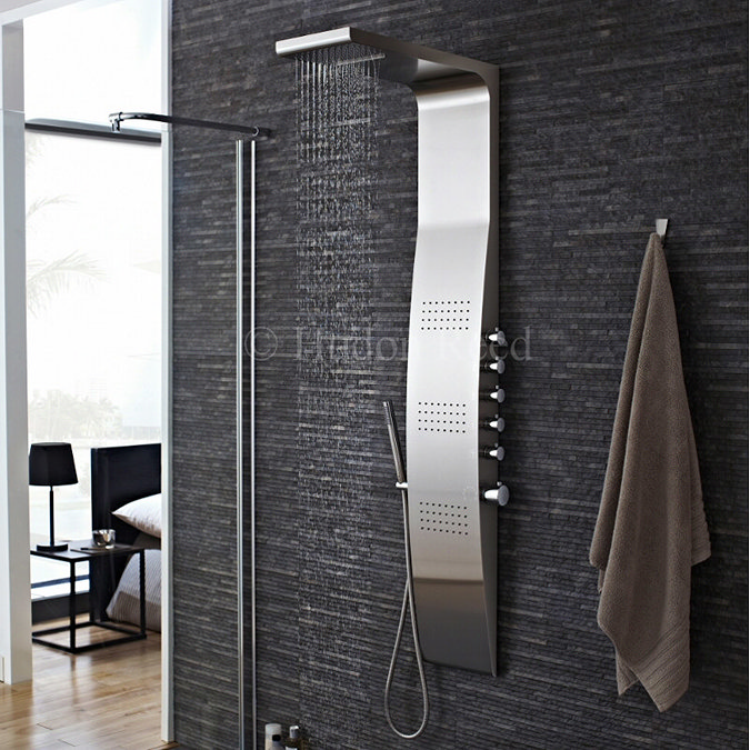 Hudson Reed - Surface Curve Stainless Steel Thermostatic Shower Panel - AS342 Standard Large Image