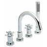 Hudson Reed - Tec Crosshead 4 Tap Hole Bath Mixer with swivel spout, shower kit & hose retainer Larg