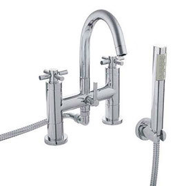 Hudson Reed - Tec Crosshead Bath Shower Mixer with shower kit & wall bracket - TEX354 Medium Image